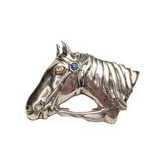10g Sterling Silver Horse Cowboy Rodeo Brooch Pin 45mm Long