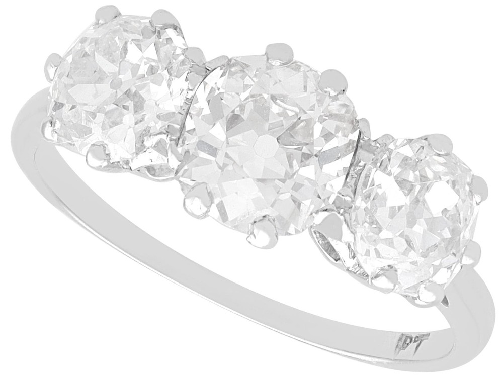 Antique 3.00Ct Diamond and Platinum Trilogy Ring Circa 1915