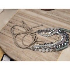 Multi Strand Beaded Necklace: Neutral Tones, Layered Statement Jewelry