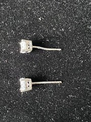 Vintage Clear 5mm Crystal Earrings Solitaire Pierced Studs 4-Prong Silvertone *