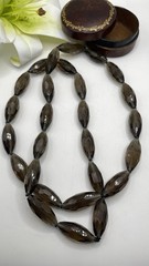 Vintage Art Deco Smoky Quartz Stone Faceted Long Bead Necklace 30”L