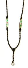 PERFECT! STERLING Antique 2 SIDED ENAMEL GUILLOCHE 4 STATION “Y” CHAIN Necklace!