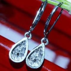 14k white gold earrings 0.25ct natural diamond 1.0″ teardrop dangle 2.50gr N3344