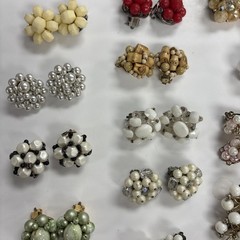 Huge Lot 74 Pair Vintage Cluster Bead Clip On Screw Back Earrings Japan Germany