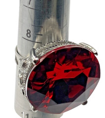 Lab Created 27mm plastic ruby adjust TOY ring 7.5 size 9 Silver plated Metal VTG