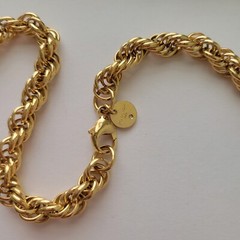Romanza Italy Yellow Gold Plated Necklace Chunky Multi-Link 24″