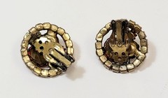 Vintage Alice Caviness Coral Topaz Green Rhinestone Rope Earrings