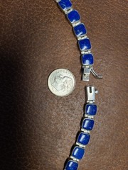 950 Fine Silver Lapis Lazuli Necklace Earrings Set 18” Modernist 38.9g