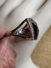 Vintage Sterling Silver And Black Faceted Stone