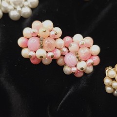 VINTAGE BEADED CLIP ON EARRINGS LOT ONE SIGNED WEST GERMANY