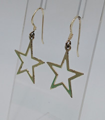 VTG 925 Star Dangle Earrings 1.5in Drop Sterling Silver 1.59g Celestial Estate