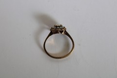 Vtg 10K Yellow Gold & Fire Opal Floral Cluster Ladies Estate Ring, 2.25g -S: 5.5
