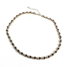 Womens Faux Ruby Rhinestone Chain Collar Necklace Gold Tone EUC