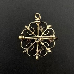 1860’s ROSE CUT DIAMOND PIN/ PENDANT – 1CTW – 14K YELLOW GOLD – VS1 G-H