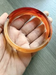 Vintage Lucite Acrylic Bangle With Gold Tone Bracelet From Hong Kong Retro