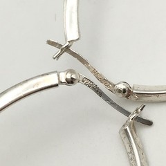 Vintage Sterling Silver 2” Twist Oval Hoop Earrings Marked 925 MWS 6.9g #00