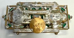 Vintage Art Deco Czech Emerald Cut Rhinestone Factory Prototype Brass 1930s