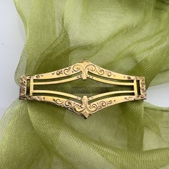 Antique Victorian Gold Gilt Brass Buckle Sash Scarf Pin Ornate Etched Gold