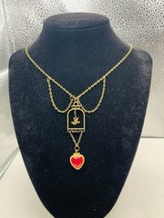 Vintage Boho Quirky Love Bird Dove Pink Photo Heart Locket Statement Necklace