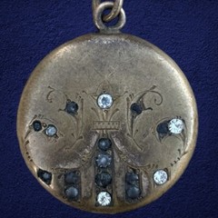 Antique Victorian 1880s Rhinestone Gold Filled Photo Locket Monogram “C” W&H Co