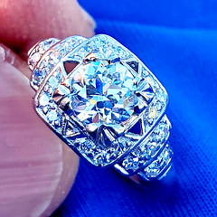 Original EARTH MINED DIAMOND Deco Engagement Ring Vintage PLATINUM Solitaire S 6