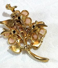 Vintage Floral Pink Thermoset Rhinestones Celluloid Romantic Spring