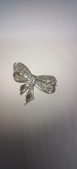 Vintage 10 Kt White Gold Belais Sapphire Bow Pin