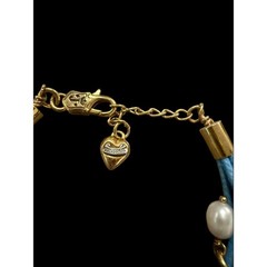 Vintage Y2K Juicy Couture Blue Cord Charm Bracelet Crown Peace Heart