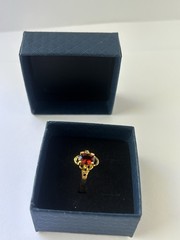 Vintage Red Cubic Zirconia Ring Gold Plated Womens Size 9.5