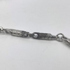 Vintage Style 38″ Silver Tone Textured Barrel Cylinder Link Opera Chain Necklace