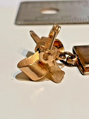 Vintage 1940s Sweetheart Bow Book Locket Brooch Pin Gold Tone Monogram M Photo