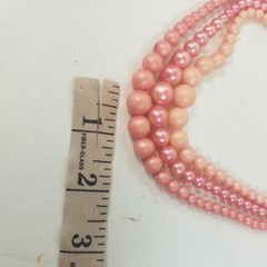 Vintage Mid-century 3 Strand Pink Beaded Necklace Hook Japan Multi-Strand Choker