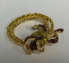 Round Ornament Vintage Brooch Yellow & Purple Stones
