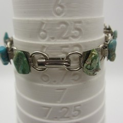 Vintage Stone Bracelet Blue Green Nuggets Silver Tone