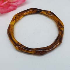 Amber Color Smoky Lucite Bamboo Bangle Bracelet