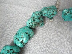 12 Turquoise Howlite Nugget Necklace – w/ Metal Tag – Marked – 15″ long – 4 213