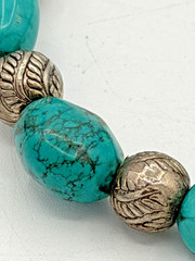 Vintage Faux Turquoise Stone Silver Tone Necklace