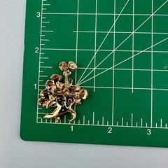 Vintage Enamel Rhinestone Trembler Flower Brooch Pin Pink Green Gold Tone Jiggle