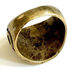 Vintage Religious Brass Ring Biker Signet Style Mens Size 11.75