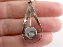 Vintage Sterling Silver Chrysocolla Flat Top Cabochon Drop Pendant 925 3.1g