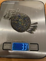Vintage sterling silver Aztec brooch/pendant Necklace 33 grams Made In Mexico