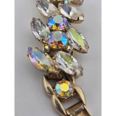 Vintage Julianna D&E DeLizza & Elster AB Rhinestone Link Bracelet Gold Tone