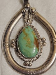 Old Pawn Sterling Silver Vintage Southwestern Royston Turquoise Tribal Pendant