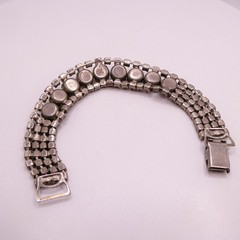Vintage Pink Givre Rinestone Wide 4 Row 6.5″ Womens Statement Bracelet