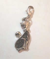 Vintage Enamel Lucky Black Cat Charm