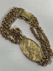 Vtg Speidel Gold Tone Oval ID 3 Chain Bracelet 7” Blank Unused! Ready To Engrave