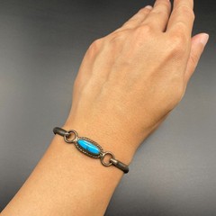 Vintage Mexico Turquoise Sterling Silver Bracelet Small 6-3/8″
