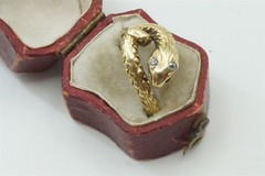 ANTIQUE ENGLISH GEORGIAN 18K GOLD DIAMOND SET COILED SNAKE RING C1800’s