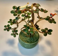 AUTHENTIC SWOBODA GEM TREE ~JADE, AVENTURINE, PEARL, BIRDS ON TREE~STUNNING!