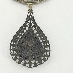 Vintage Textured Pendant Convex Shaped Fillegree Scarf Ring Rustic Boho